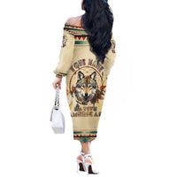 Native American Wolf Dreamcatcher Off The Shoulder Long Sleeve Dress Vintage Style - Wonder Print Shop
