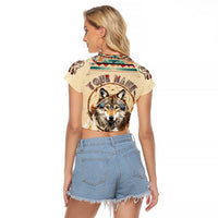 Native American Wolf Dreamcatcher Raglan Cropped T Shirt Vintage Style - Wonder Print Shop