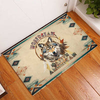 Native American Wolf Dreamcatcher Rubber Doormat Vintage Style - Wonder Print Shop