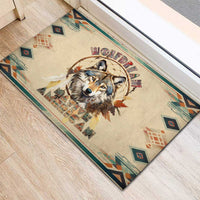 Native American Wolf Dreamcatcher Rubber Doormat Vintage Style - Wonder Print Shop