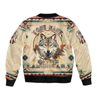 Native American Wolf Dreamcatcher Sleeve Zip Bomber Jacket Vintage Style - Wonder Print Shop