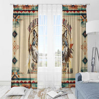 Native American Wolf Dreamcatcher Window Curtain Vintage Style - Wonder Print Shop