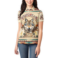 Native American Wolf Dreamcatcher Women Polo Shirt Vintage Style - Wonder Print Shop