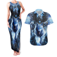 Native American Wolf And Eagle Couples Matching Tank Maxi Dress and Hawaiian Shirt Thunder Style - Wonder Print Shop