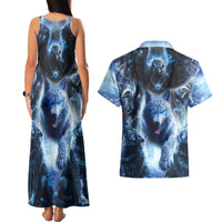 Native American Wolf And Eagle Couples Matching Tank Maxi Dress and Hawaiian Shirt Thunder Style - Wonder Print Shop