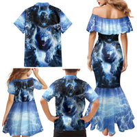 Native American Wolf And Eagle Family Matching Mermaid Dress and Hawaiian Shirt Thunder Style - Wonder Print Shop