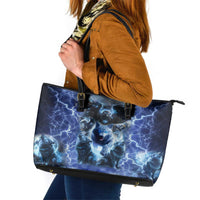 Native American Wolf And Eagle Leather Tote Bag Thunder Style - Wonder Print Shop