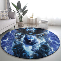Native American Wolf And Eagle Round Carpet Thunder Style
