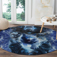 Native American Wolf And Eagle Round Carpet Thunder Style