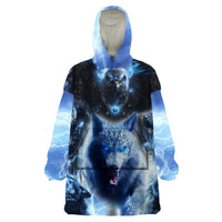 Native American Wolf And Eagle Wearable Blanket Hoodie Thunder Style - Wonder Print Shop