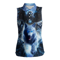 Native American Wolf And Eagle Women Sleeveless Polo Shirt Thunder Style - Wonder Print Shop