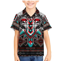 Native American Indian Warrior Skull Family Matching Mermaid Dress and Hawaiian Shirt - Wonder Print Shop