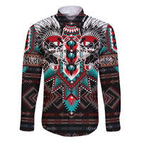 Native American Indian Warrior Skull Family Matching Short Sleeve Bodycon Dress and Hawaiian Shirt - Wonder Print Shop