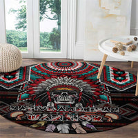 Native American Indian Warrior Skull Round Carpet