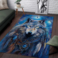 Beautiful Native American Wolf Area Rug Galaxy Art - Wonder Print Shop