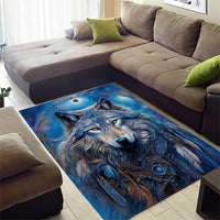 Beautiful Native American Wolf Area Rug Galaxy Art - Wonder Print Shop