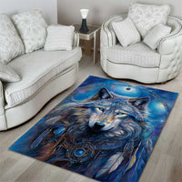 Beautiful Native American Wolf Area Rug Galaxy Art - Wonder Print Shop