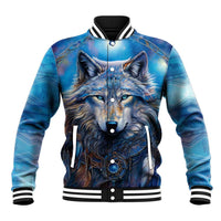 Beautiful Native American Wolf Baseball Jacket Galaxy Art - Wonder Print Shop