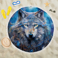 Beautiful Native American Wolf Beach Blanket Galaxy Art - Wonder Print Shop