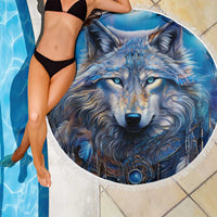 Beautiful Native American Wolf Beach Blanket Galaxy Art - Wonder Print Shop