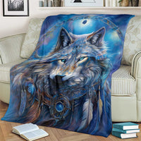 Beautiful Native American Wolf Blanket Galaxy Art