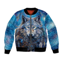 Beautiful Native American Wolf Bomber Jacket Galaxy Art - Wonder Print Shop