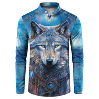 Beautiful Native American Wolf Button Sweatshirt Galaxy Art - Wonder Print Shop
