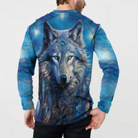 Beautiful Native American Wolf Button Sweatshirt Galaxy Art - Wonder Print Shop