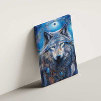 Beautiful Native American Wolf Canvas Wall Art Galaxy Art - Wonder Print Shop