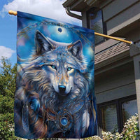 Beautiful Native American Wolf Garden Flag Galaxy Art - Wonder Print Shop