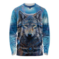 Beautiful Native American Wolf Long Sleeve Shirt Galaxy Art - Wonder Print Shop