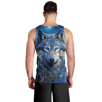 Beautiful Native American Wolf Men Tank Top Galaxy Art - Wonder Print Shop