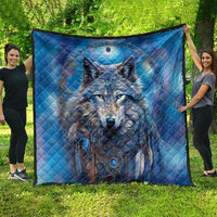 Beautiful Native American Wolf Quilt Galaxy Art - Wonder Print Shop