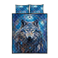 Beautiful Native American Wolf Quilt Bed Set Galaxy Art - Wonder Print Shop