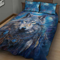 Beautiful Native American Wolf Quilt Bed Set Galaxy Art - Wonder Print Shop