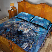 Beautiful Native American Wolf Quilt Bed Set Galaxy Art - Wonder Print Shop
