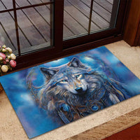 Beautiful Native American Wolf Rubber Doormat Galaxy Art - Wonder Print Shop