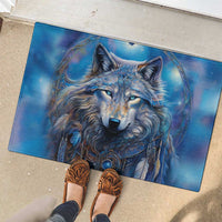 Beautiful Native American Wolf Rubber Doormat Galaxy Art - Wonder Print Shop