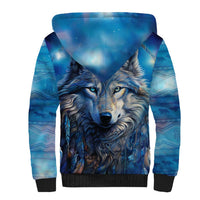 Beautiful Native American Wolf Sherpa Hoodie Galaxy Art - Wonder Print Shop