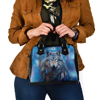 Beautiful Native American Wolf Shoulder Handbag Galaxy Art