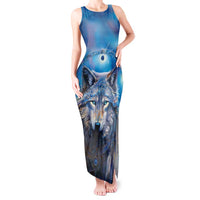 Beautiful Native American Wolf Tank Maxi Dress Galaxy Art - Wonder Print Shop
