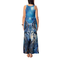 Beautiful Native American Wolf Tank Maxi Dress Galaxy Art - Wonder Print Shop