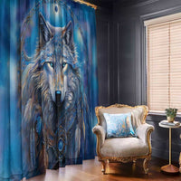 Beautiful Native American Wolf Window Curtain Galaxy Art - Wonder Print Shop