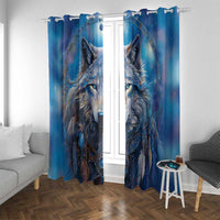 Beautiful Native American Wolf Window Curtain Galaxy Art - Wonder Print Shop