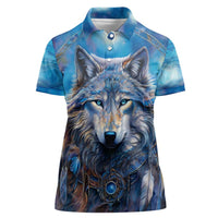 Beautiful Native American Wolf Women Polo Shirt Galaxy Art - Wonder Print Shop
