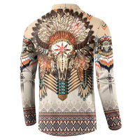 Native American Button Sweatshirt Buffalo Skull - Wonder Print Shop