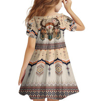 Native American Family Matching Off Shoulder Maxi Dress and Hawaiian Shirt Buffalo Skull - Wonder Print Shop