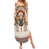 Native American Family Matching Summer Maxi Dress and Hawaiian Shirt Buffalo Skull - Wonder Print Shop