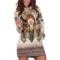 Native American Hoodie Dress Buffalo Skull - Wonder Print Shop