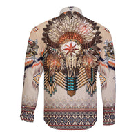 Native American Long Sleeve Button Shirt Buffalo Skull - Wonder Print Shop